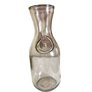 Vintage Style Glass Carafe Water Pitcher with Embossed‎ Design